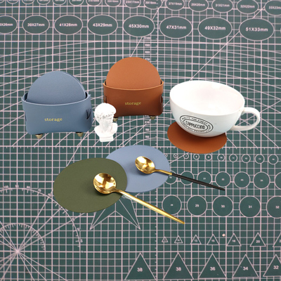 VbusiL40 PU Simple Leather Coaster Set